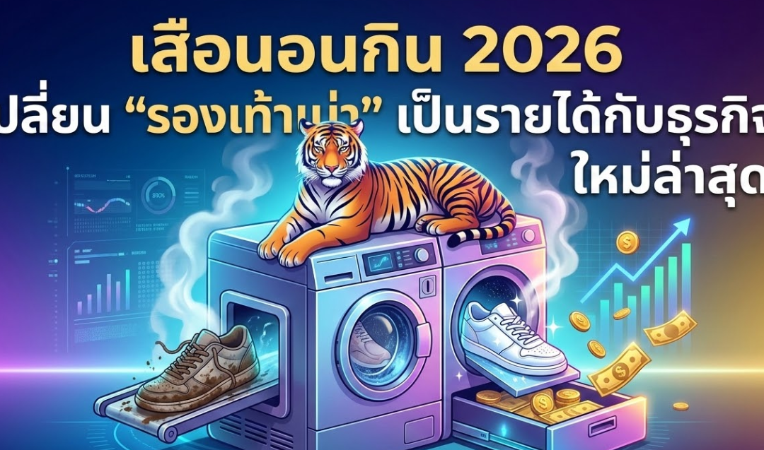 เสือนอนกิน 2026 เปลี่ยน "รองเท้าเน่า" เป็นรายได้เน้นๆ กับธุรกิจซักรองเท้าหยอดเหรียญ สร้างกระแสเงินสดเข้ากระเป๋าคุณตลอด 24 ชั่วโมง